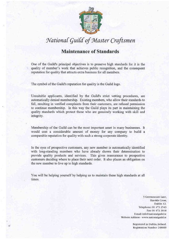 Roofing Experts National Guild of Master Craftsmen Letter